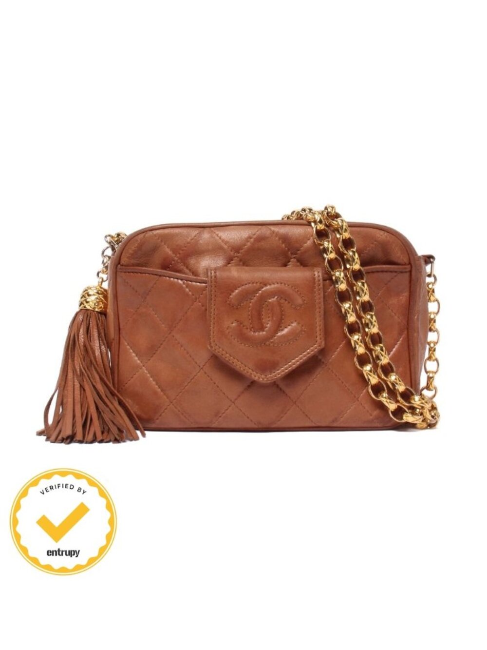 Chanel Chain Shoulder Bag Lambskin Gold Quilted